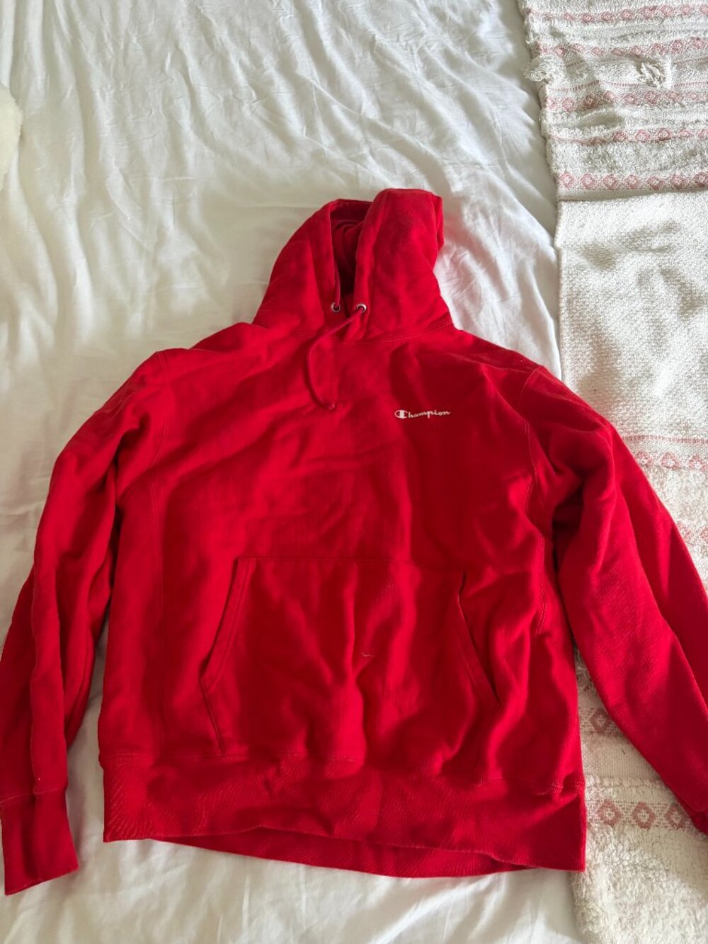 Champion Reverse Weave Red Pullover Hoodie Large